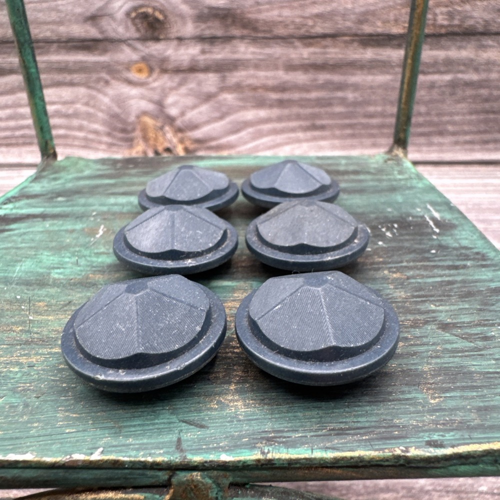 Vintage 1940's Hard Resin Navy Blue Buttons Sewing Geometric Raised - Picture 2 of 5